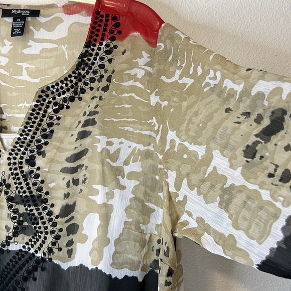 STYLE & Co Semi Sheer Embroidered NEW Tunic & Tank Top Boho Artsy Lagenlook 2X - Picture 9 of 17